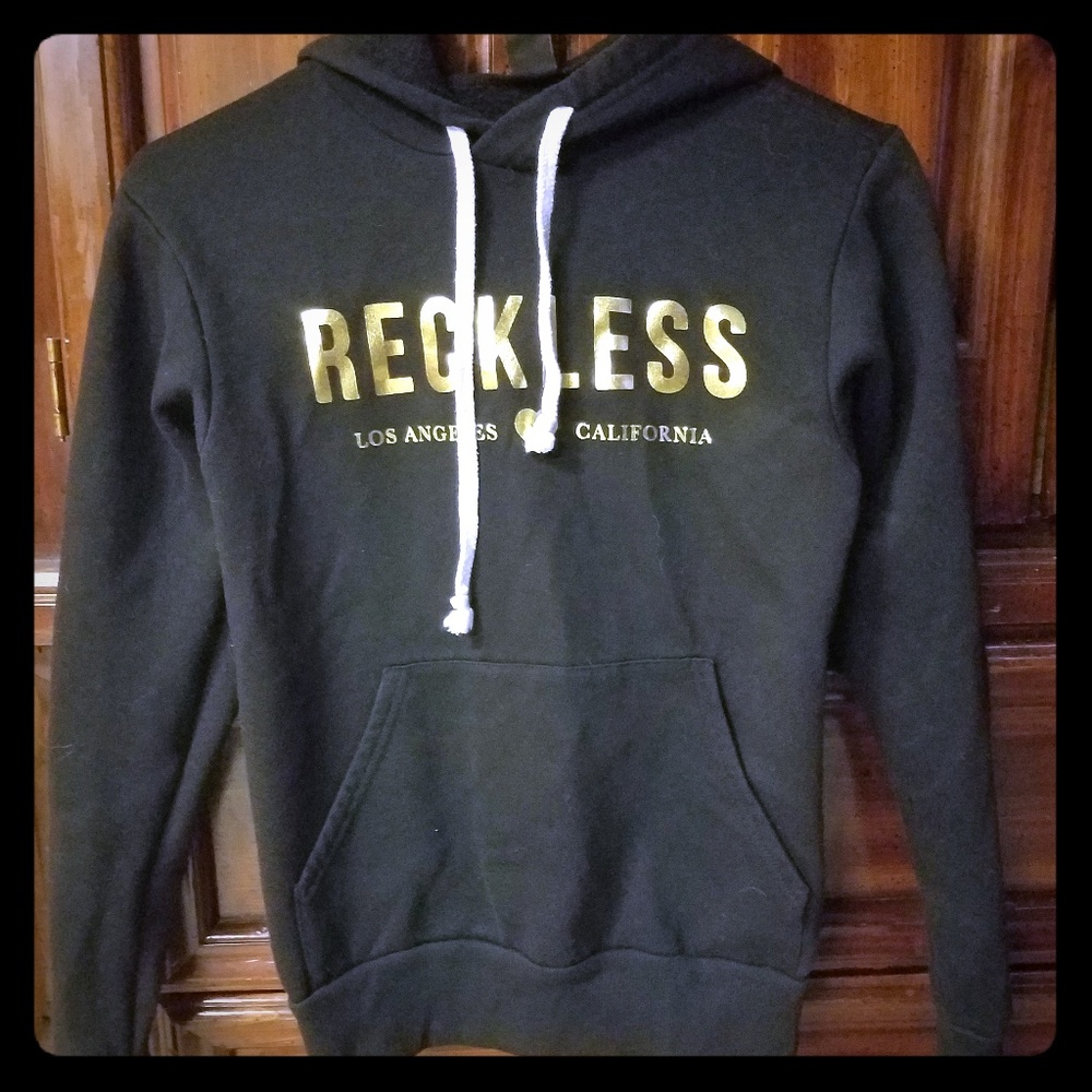 Reckless black pullover hoodie